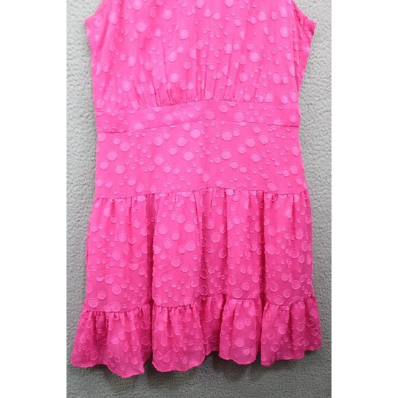Eliza J. Pink Chiffon Cut Out Ruffle Dress-Size 12-Back Tie-Lined-Beachy - Picture 2 of 12